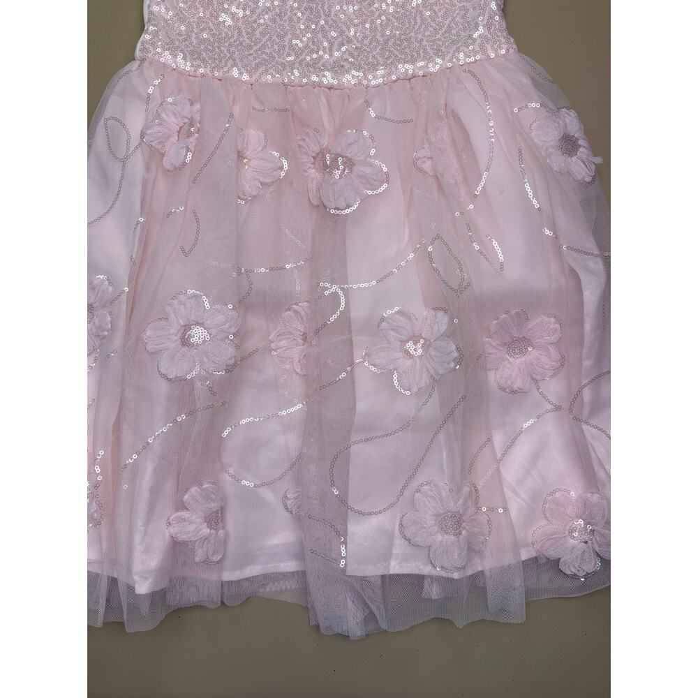 Girls Pink Sequin Party Dress Floral Tulle Sleeveless Zenzi Size 8 NWT - Picture 4 of 6